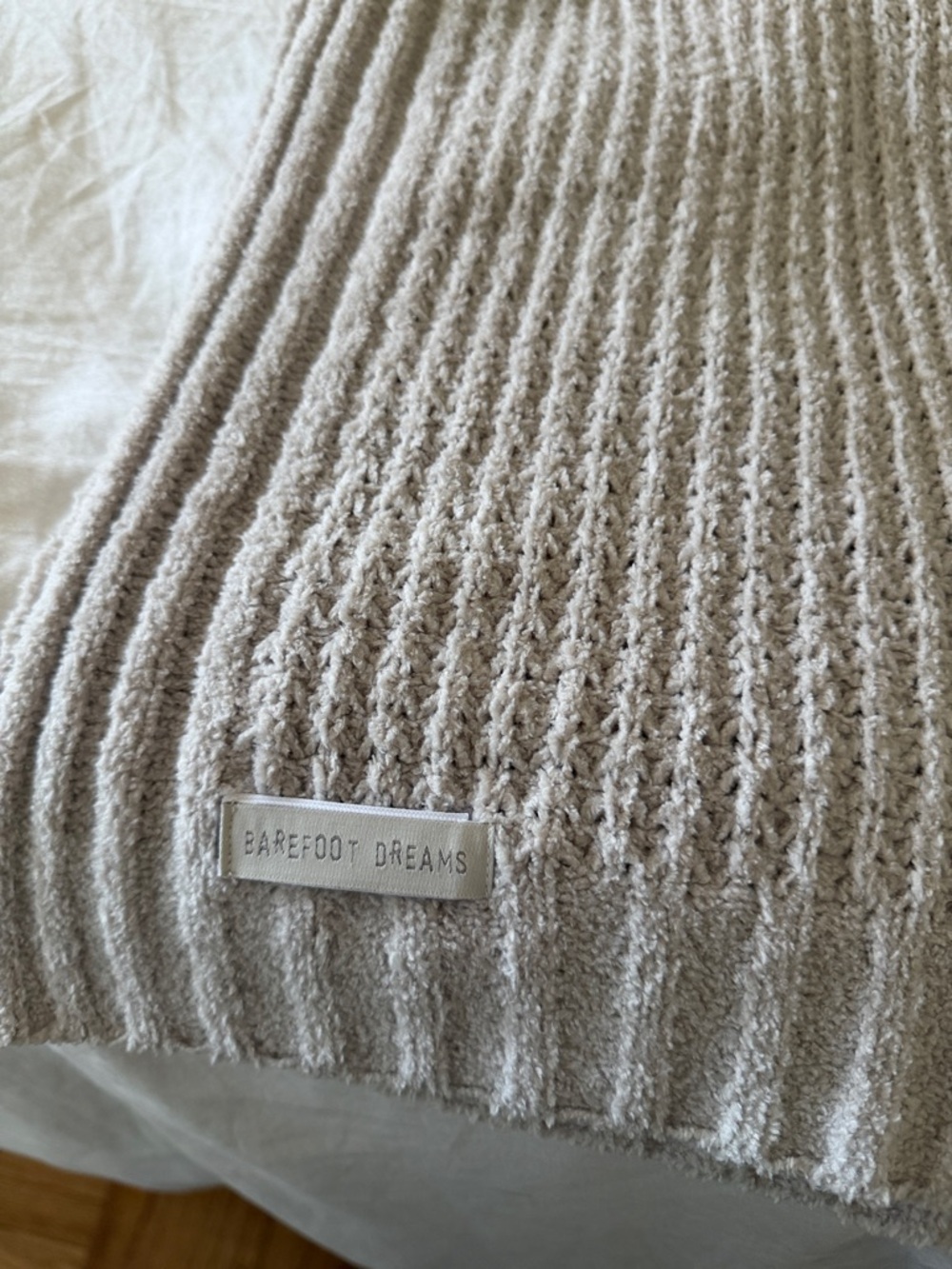 Barefoot Dreams Plush Ribbed baby blanket - Taupe